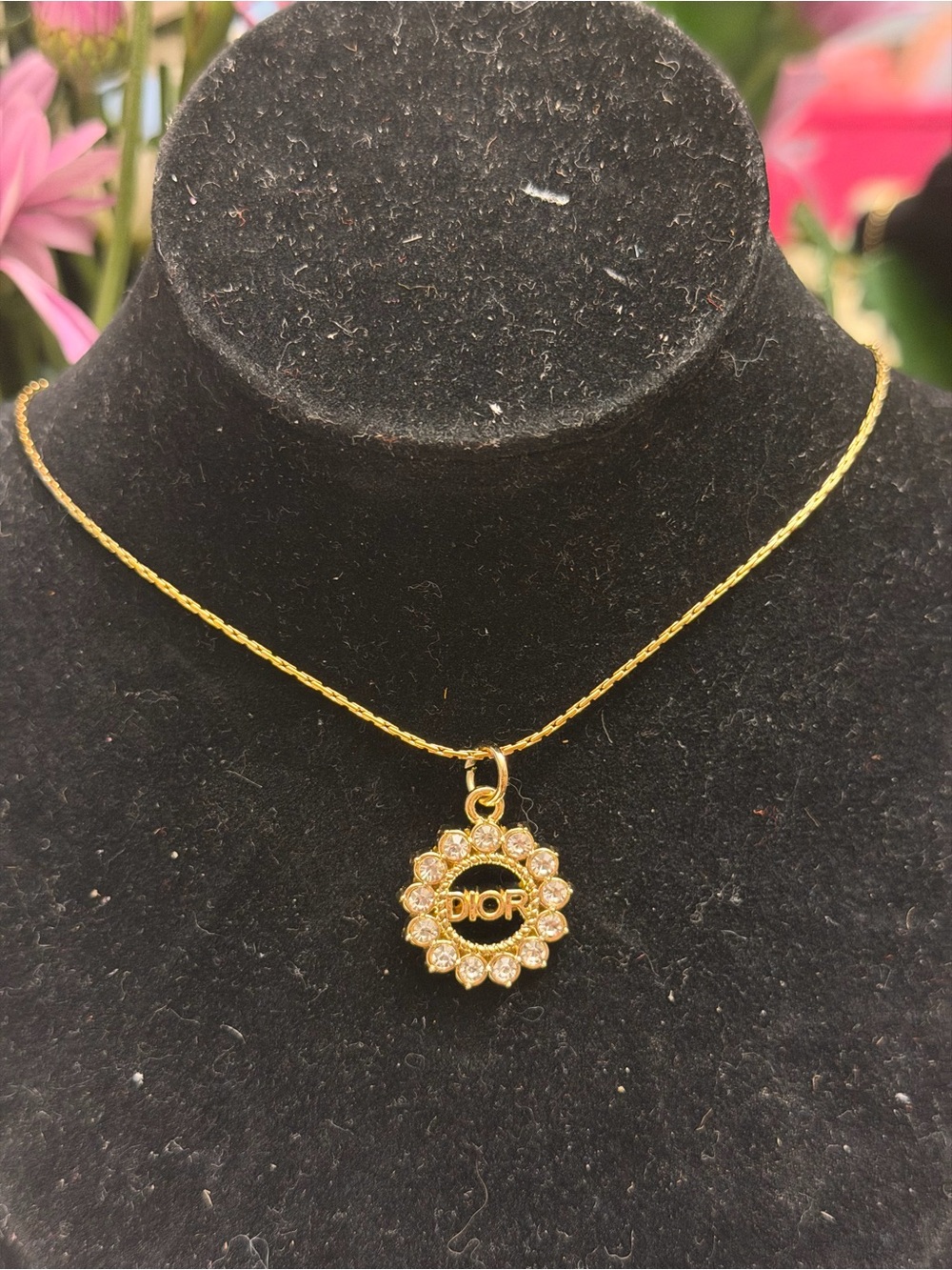 Cc gold and pearl charm necklace